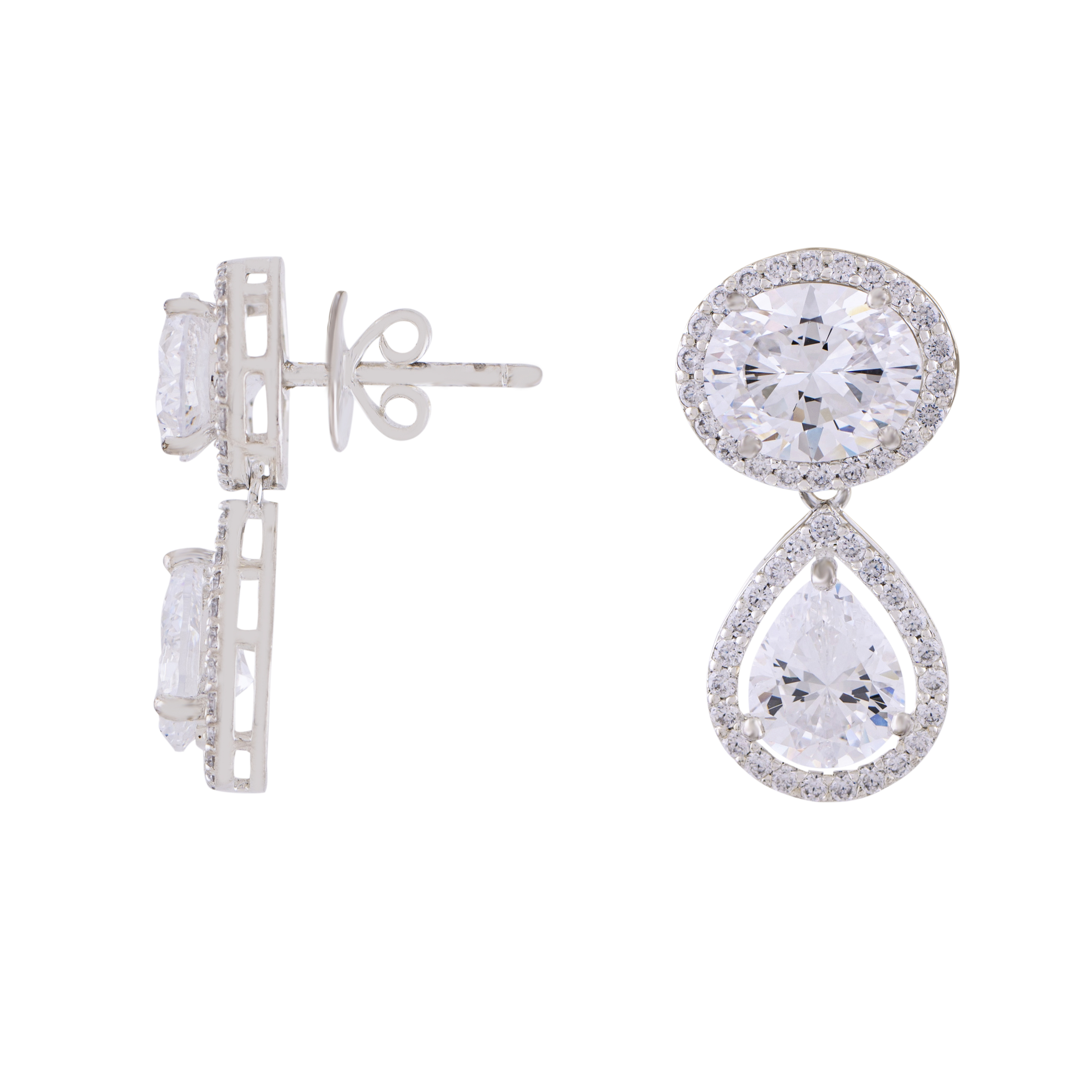 Oval Solitaire with Pear Drop Earrings